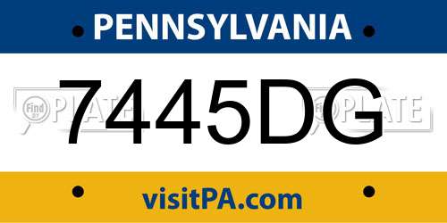 7445DG Pennsylvania License Plate