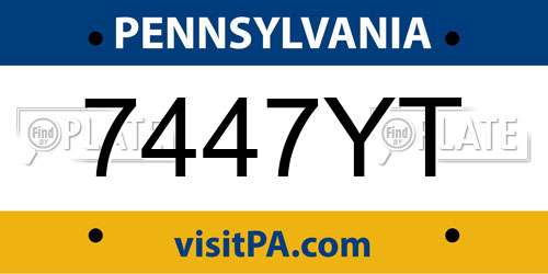7447YT Pennsylvania License Plate