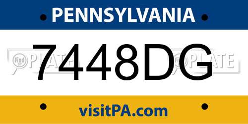 7448DG Pennsylvania License Plate