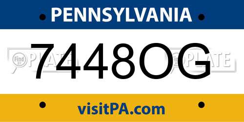 7448OG Pennsylvania License Plate