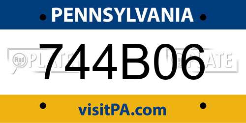 744B06 Pennsylvania License Plate
