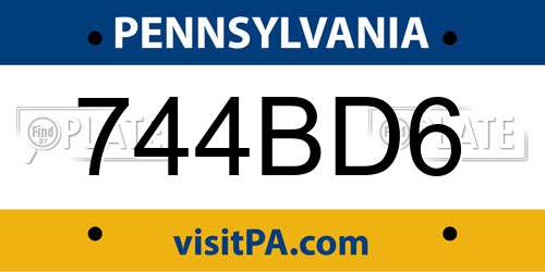 744BD6 Pennsylvania License Plate