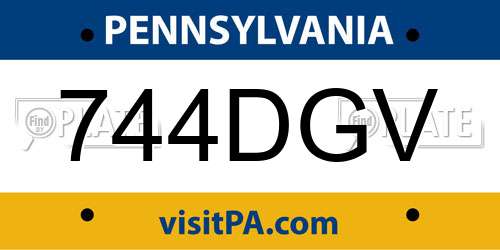744DGV Pennsylvania License Plate