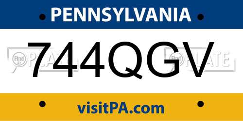 744QGV Pennsylvania License Plate