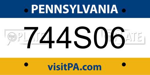 744S06 Pennsylvania License Plate