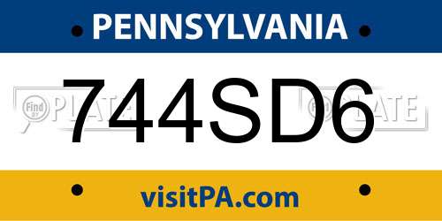 744SD6 Pennsylvania License Plate
