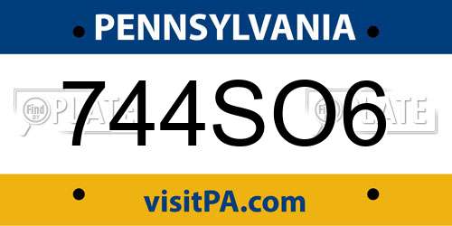 744SO6 Pennsylvania License Plate