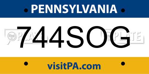 744SOG Pennsylvania License Plate
