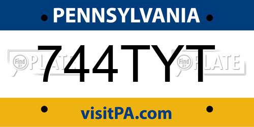 744TYT Pennsylvania License Plate