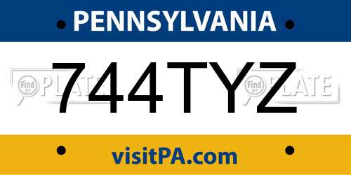 744TYZ Pennsylvania License Plate