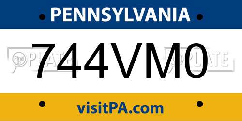 744VM0 Pennsylvania License Plate