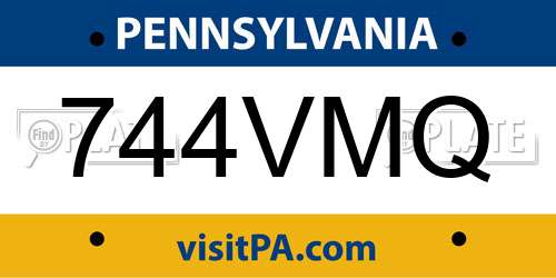 744VMQ Pennsylvania License Plate