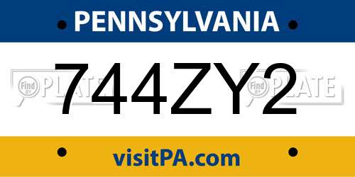 744ZY2 Pennsylvania License Plate