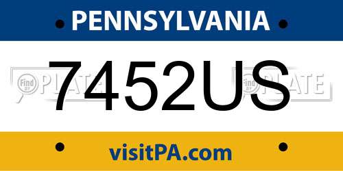 7452US Pennsylvania License Plate