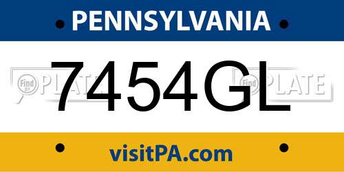 7454GL Pennsylvania License Plate