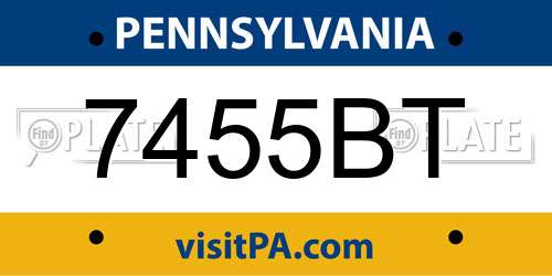 7455BT Pennsylvania License Plate