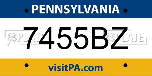 7455BZ Pennsylvania License Plate