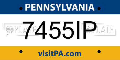 7455IP Pennsylvania License Plate