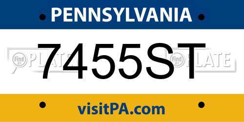 7455ST Pennsylvania License Plate