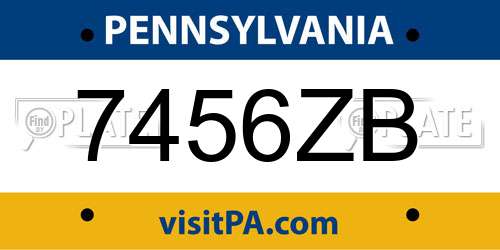 7456ZB Pennsylvania License Plate