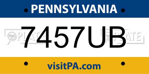 7457UB Pennsylvania License Plate