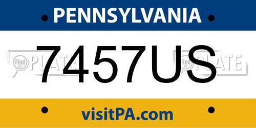 7457US Pennsylvania License Plate