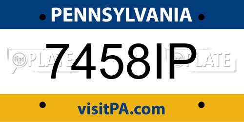 7458IP Pennsylvania License Plate