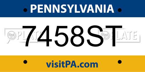 7458ST Pennsylvania License Plate