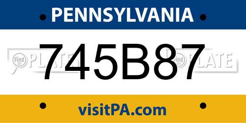 745B87 Pennsylvania License Plate