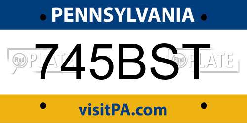 745BST Pennsylvania License Plate