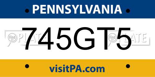745GT5 Pennsylvania License Plate