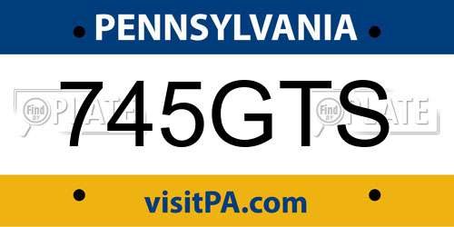 745GTS Pennsylvania License Plate