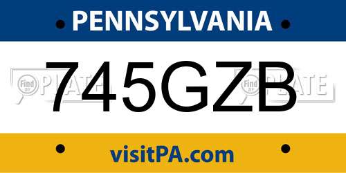 745GZB Pennsylvania License Plate