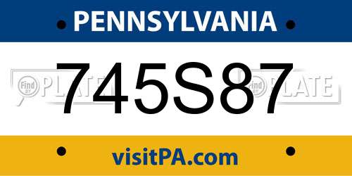 745S87 Pennsylvania License Plate