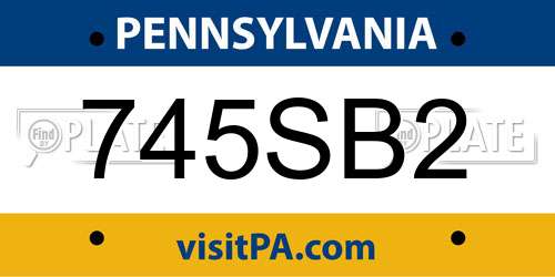 745SB2 Pennsylvania License Plate