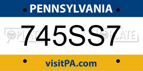 745SS7 Pennsylvania License Plate