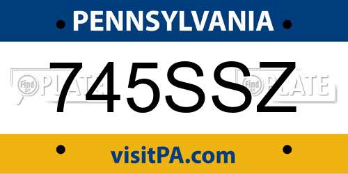 745SSZ Pennsylvania License Plate