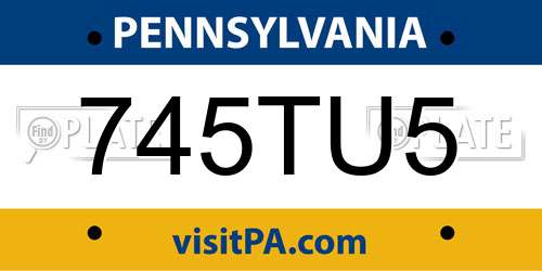 745TU5 Pennsylvania License Plate