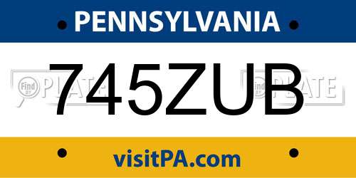 745ZUB Pennsylvania License Plate
