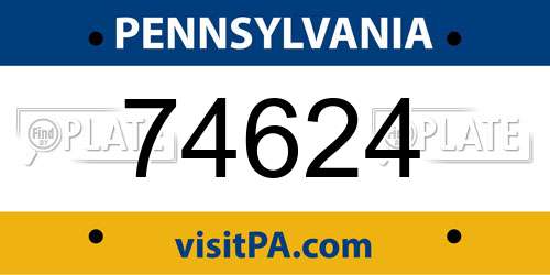 74624 Pennsylvania License Plate