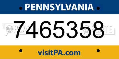 7465358 Pennsylvania License Plate