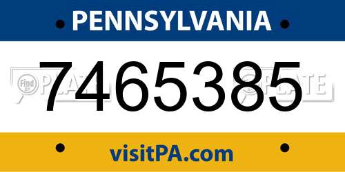 7465385 Pennsylvania License Plate