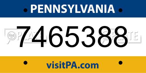7465388 Pennsylvania License Plate