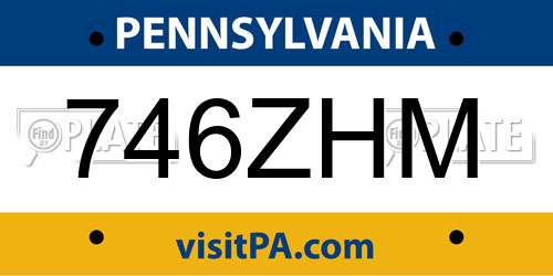 746ZHM Pennsylvania License Plate