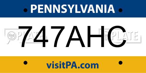 747AHC Pennsylvania License Plate