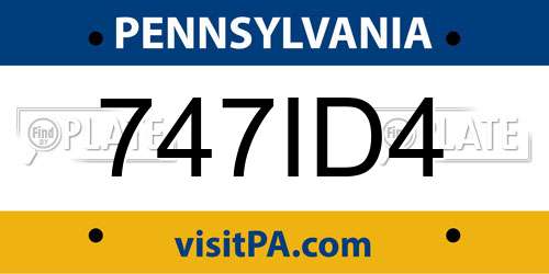 747ID4 Pennsylvania License Plate