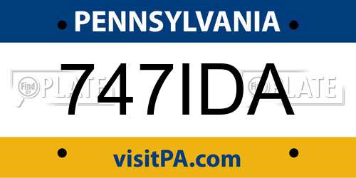 747IDA Pennsylvania License Plate