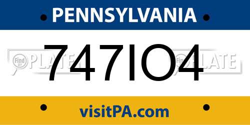 747IO4 Pennsylvania License Plate