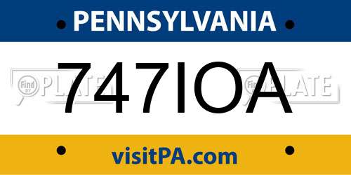 747IOA Pennsylvania License Plate