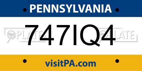 747IQ4 Pennsylvania License Plate